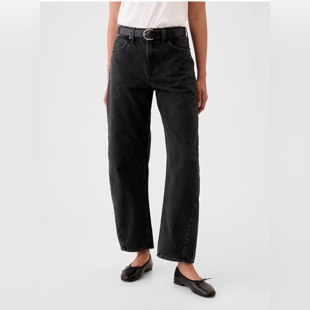 Gap Black High Rise Barrel Jeans - Size 16 / 33